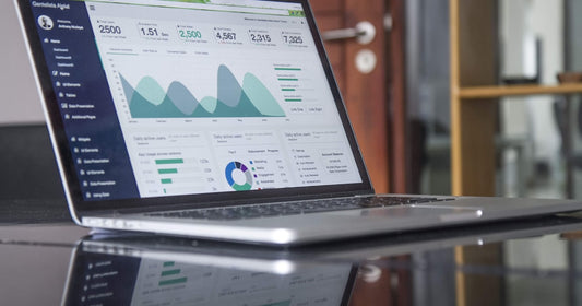 Laptop showing a spreadsheet with sales charts — a CRM built in Excel